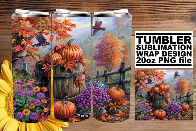 Fall Landscape Tumbler Wrap - Watercolor 20oz Sublimation Sublimation afrosvg 