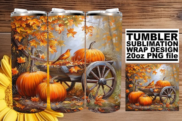 Fall Landscape Wrap for 20oz Tumblers - Watercolor Sublimation afrosvg 