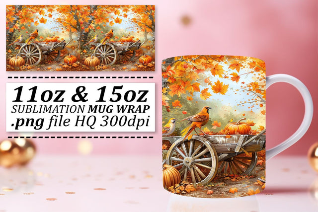 Fall Landscape Wrap for Mug Watercolor 11oz/15oz Sublimation afrosvg 