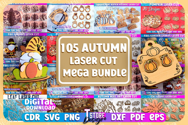 Fall Laser Cut Mega Bundle | Autumn Laser Cut Megabundle | 3D Autumn Decor | Mega Fall SVG bundle | Fall Laser SVG bundle | Autumn SVG | Farmhouse | Harvest SVG The T Store Design 