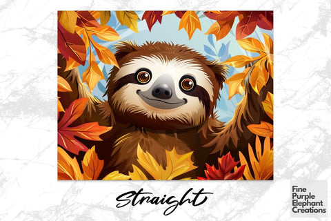 Fall Lazy Mode Sloth Sublimation Tumbler Wrap Sublimation Fine Purple Elephant Creations 