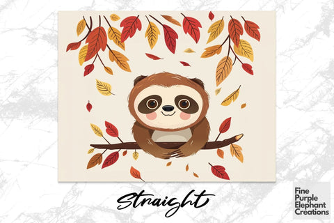 Fall Lazy Sloth Sublimation Tumbler Wrap Sublimation Fine Purple Elephant Creations 