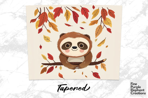 Fall Lazy Sloth Sublimation Tumbler Wrap Sublimation Fine Purple Elephant Creations 