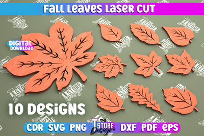 Fall Leaf Bundle | Autumn Symbols | Fall Season | Leaves Shape | Autumn Signs | CNC Files SVG The T Store Design 