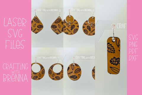 Fall Leaf Earrings Bundle Laser SVG File SVG Crafting With Brenna 