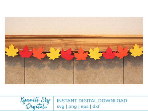 Fall Leaf Garland SVG paper bunting autumn leaves banner SVG Kyanite Sky Digitals 