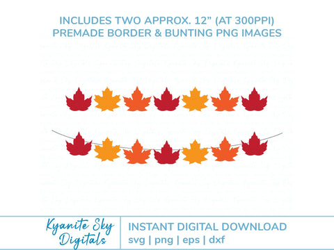 Fall Leaf Garland SVG paper bunting autumn leaves banner SVG Kyanite Sky Digitals 