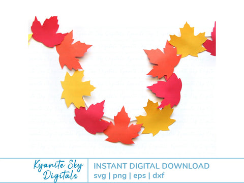 Fall Leaf Garland SVG paper bunting autumn leaves banner SVG Kyanite Sky Digitals 