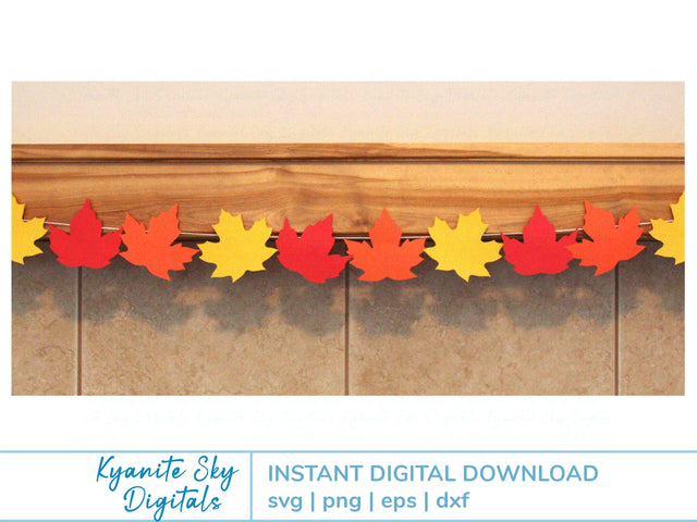 Fall Leaf Garland SVG paper bunting autumn leaves banner SVG Kyanite Sky Digitals 