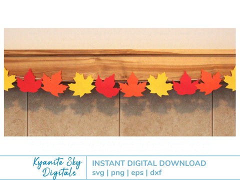 Fall Leaf Garland SVG paper bunting autumn leaves banner SVG Kyanite Sky Digitals 