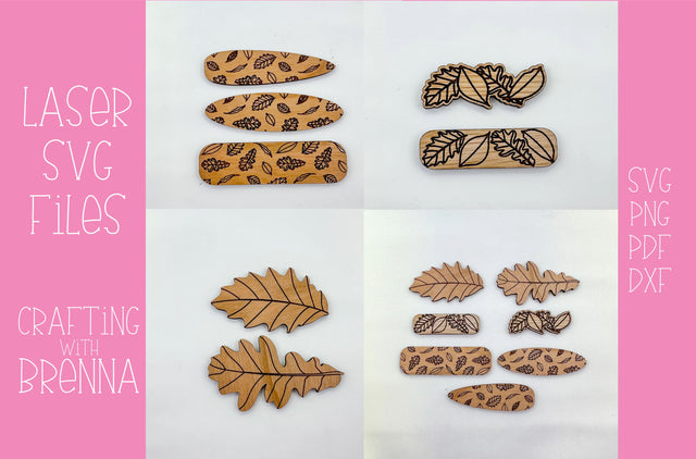 Fall Leaf Hair Clip Bundle Laser SVG File SVG Crafting With Brenna 