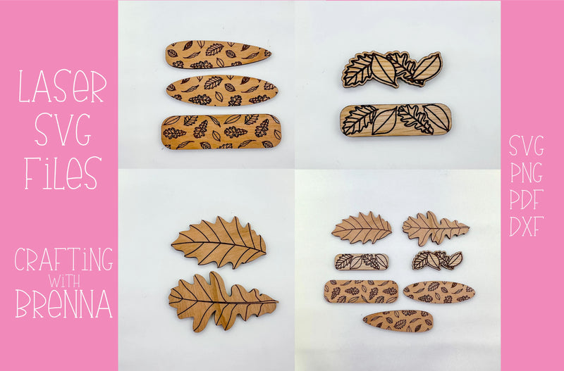 Fall Leaf Hair Clip Bundle Laser SVG File SVG Crafting With Brenna 