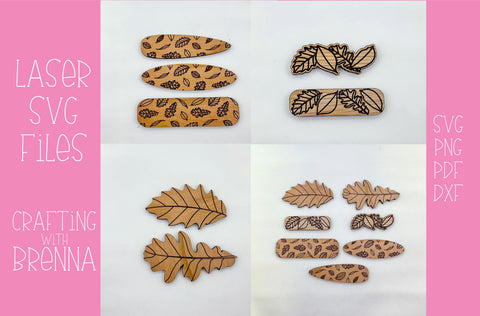 Fall Leaf Hair Clip Bundle Laser SVG File SVG Crafting With Brenna 