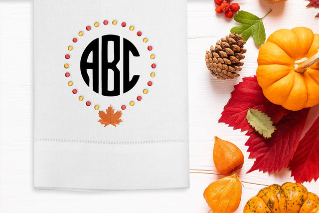 Fall Leaf Round Monogram Frame Embroidery Embroidery/Applique DESIGNS Designed by Geeks 