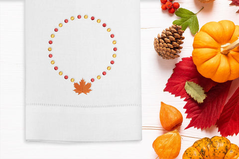 Fall Leaf Round Monogram Frame Embroidery Embroidery/Applique DESIGNS Designed by Geeks 