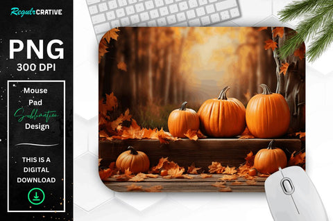 Fall Leaves and Pumpkin Bliss background Mouse pad Bundle Sublimation Regulrcrative 