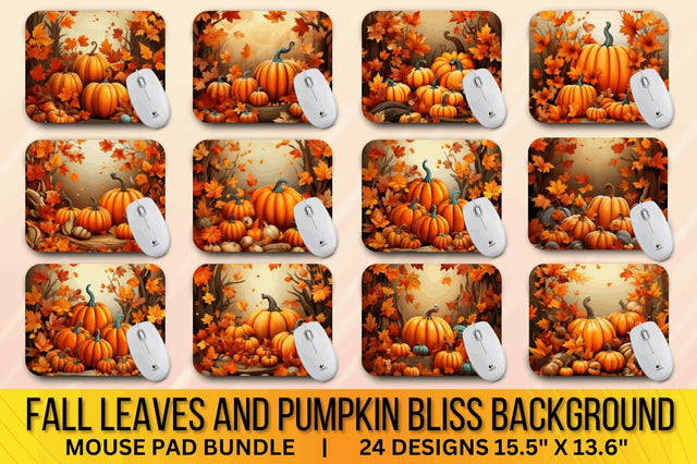Fall Leaves and Pumpkin Bliss background Mouse pad Bundle Sublimation Regulrcrative 