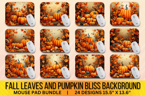 Fall Leaves and Pumpkin Bliss background Mouse pad Bundle Sublimation Regulrcrative 