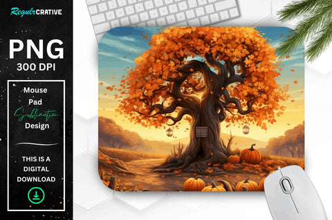 Fall Leaves and Pumpkin Bliss background Mouse pad Bundle Sublimation Regulrcrative 