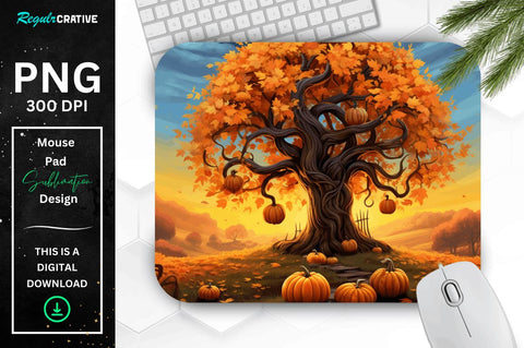 Fall Leaves and Pumpkin Bliss background Mouse pad Bundle Sublimation Regulrcrative 