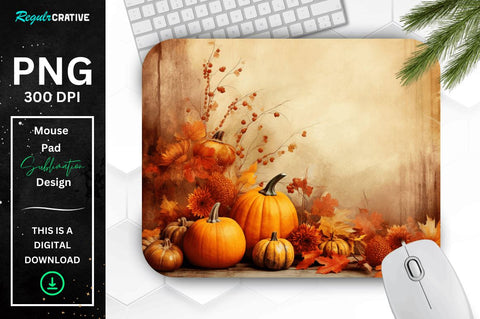 Fall Leaves and Pumpkin Bliss background Mouse pad Bundle Sublimation Regulrcrative 