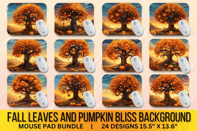 Fall Leaves and Pumpkin Bliss background Mouse pad Bundle Sublimation Regulrcrative 