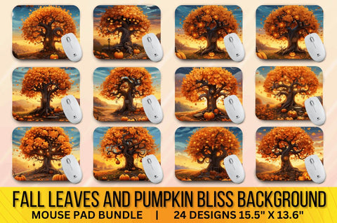 Fall Leaves and Pumpkin Bliss background Mouse pad Bundle Sublimation Regulrcrative 