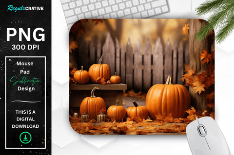 Fall Leaves and Pumpkin Bliss background Mouse pad Bundle Sublimation Regulrcrative 
