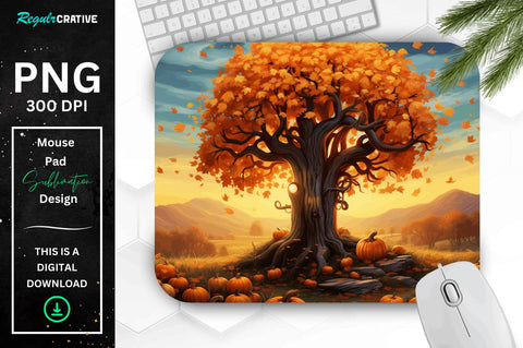 Fall Leaves and Pumpkin Bliss background Mouse pad Bundle Sublimation Regulrcrative 