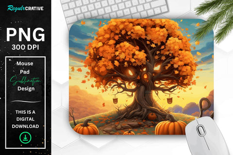 Fall Leaves and Pumpkin Bliss background Mouse pad Bundle Sublimation Regulrcrative 