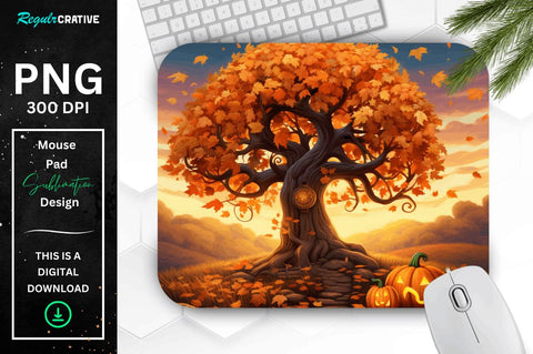 Fall Leaves and Pumpkin Bliss background Mouse pad Bundle Sublimation Regulrcrative 