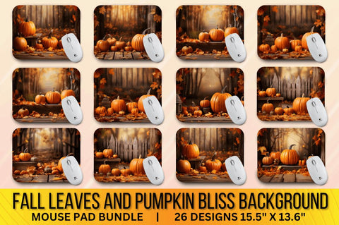 Fall Leaves and Pumpkin Bliss background Mouse pad Bundle Sublimation Regulrcrative 
