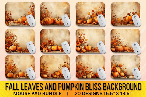 Fall Leaves and Pumpkin Bliss background Mouse pad Bundle Sublimation Regulrcrative 
