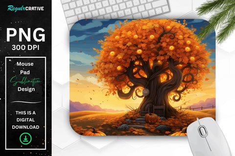 Fall Leaves and Pumpkin Bliss background Mouse pad Bundle Sublimation Regulrcrative 