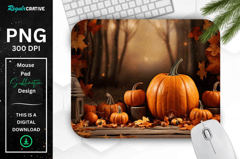 Fall Leaves and Pumpkin Bliss background Mouse pad Bundle Sublimation Regulrcrative 