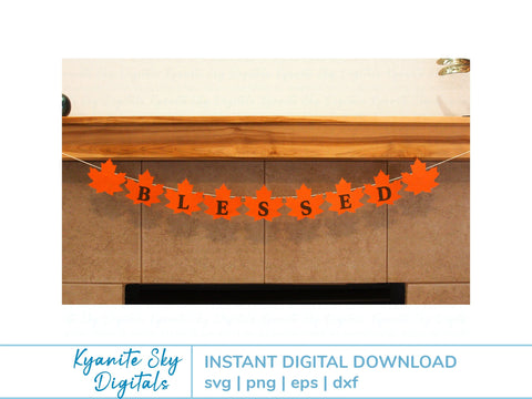 Fall Leaves Blessed Bunting SVG autumn paper garland banner SVG Kyanite Sky Digitals 