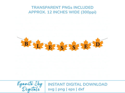 Fall Leaves Blessed Bunting SVG autumn paper garland banner SVG Kyanite Sky Digitals 