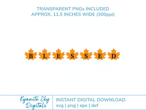 Fall Leaves Blessed Bunting SVG autumn paper garland banner SVG Kyanite Sky Digitals 
