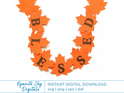 Fall Leaves Blessed Bunting SVG autumn paper garland banner SVG Kyanite Sky Digitals 