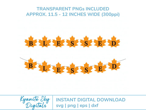 Fall Leaves Blessed Bunting SVG autumn paper garland banner SVG Kyanite Sky Digitals 