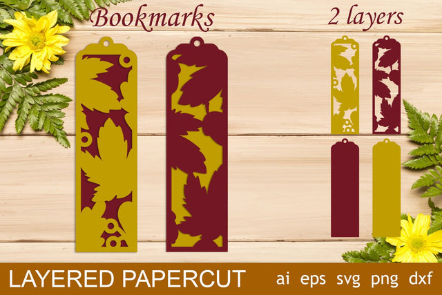 Fall leaves bookmarks svg, Autumn layered bookmarks papercut SVG AnastasiyaArtDesign 