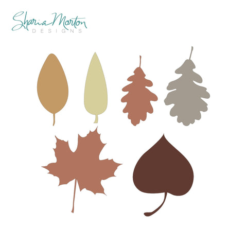 Fall Leaves Bundle with 6 Leaf Shapes for Autumn Crafts and Seasonal Decorations SVG Sharia Morton Designs 