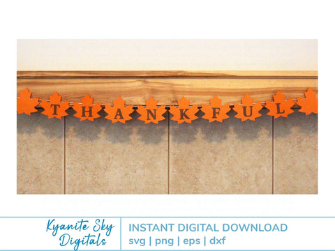 Fall Leaves Bunting SVG bundle paper garlands banners with five words SVG Kyanite Sky Digitals 