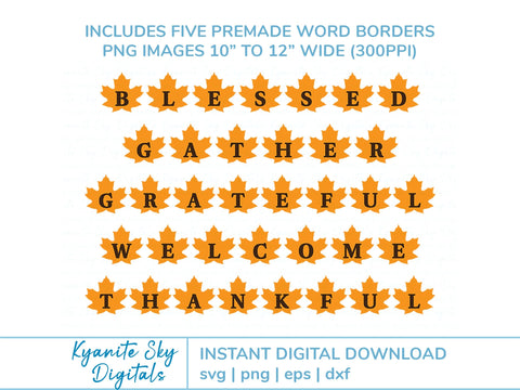 Fall Leaves Bunting SVG bundle paper garlands banners with five words SVG Kyanite Sky Digitals 