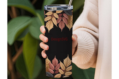 Fall Leaves Camouflage 20oz Tumbler Wrap Sublimation DesignSVG 