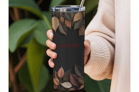 Fall Leaves Camouflage 20oz Tumbler Wrap Sublimation DesignSVG 