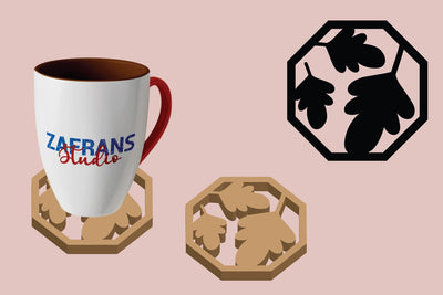 Fall Leaves Coaster Cut Files SVG zafrans studio 