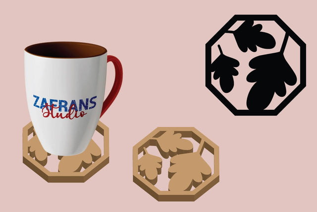 Fall Leaves Coaster Cut Files SVG zafrans studio 