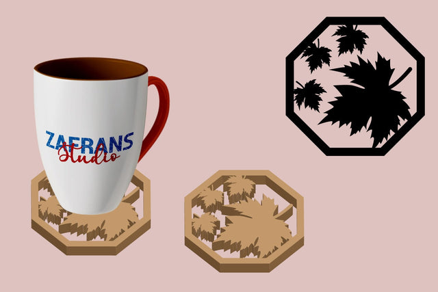 Fall Leaves Coaster Cut Files SVG zafrans studio 