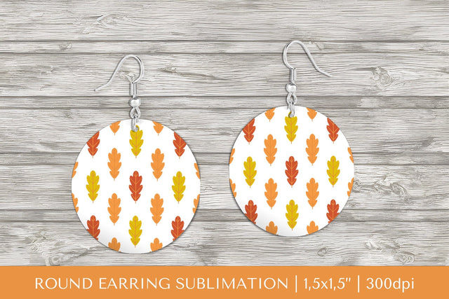 Fall leaves earring sublimation. Autumn round earrings 1807 Sublimation LaBelezoka 